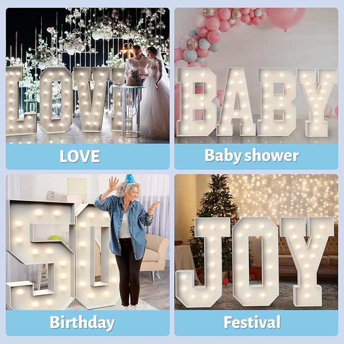 4FT Marquee Light Up Letters R,Party Decoration Large Marquee Light Up Letters with Weighted Water Bag,Pre-cut Foam Board Set Can Be Used for Birthdays,Weddings,Baby Anniversaries