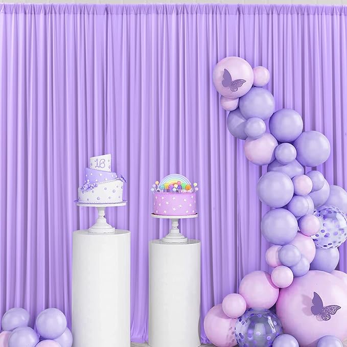 Lavender Backdrop Curtain Set of 8 Panels, Wrinkle-Free Polyester, 5x10 ft