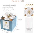Gift Boxes, 20 Pack Dusty Blue Floral Favor Containers with Thank You Tags