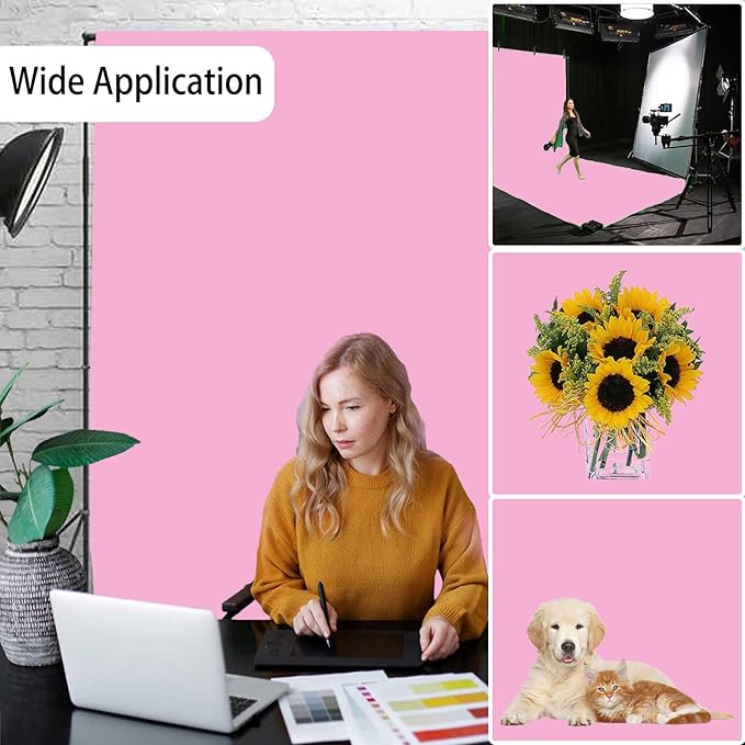 Pink Photography Backdrops, Photo Booth Video Shooting Photo Backdrop, Portrait Background for Photography, Photo Studio Pink Backdrops for Photoshoot 10x20ft