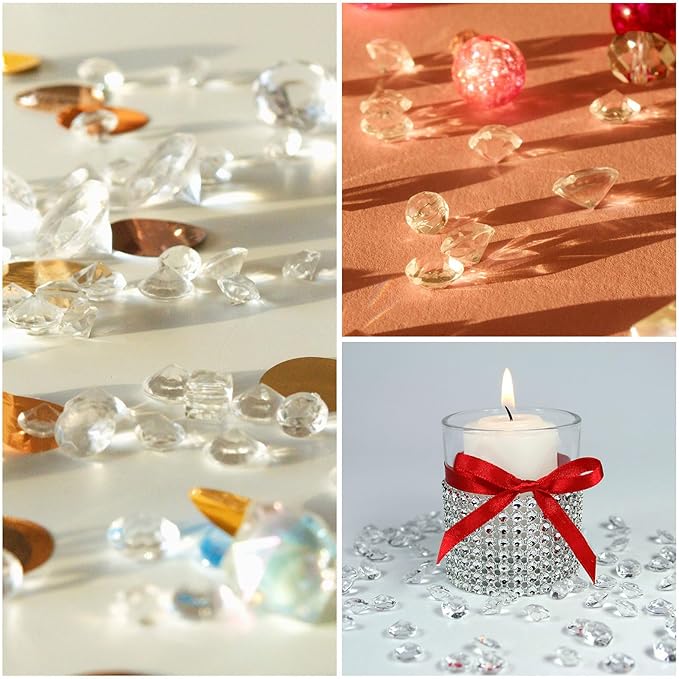 PATIKIL 14000Pcs Wedding Table Scatter Confetti Crystals 3mm Acrylic Diamonds Vase Fillers Gems for Table Centerpiece Decorations Bridal Shower Party, Yellow AB