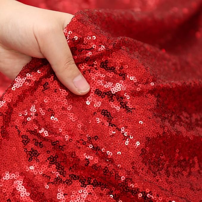 Poise3EHome 8FT x 8FT Sequin Photography Backdrop Curtain for Party Decoration, Red