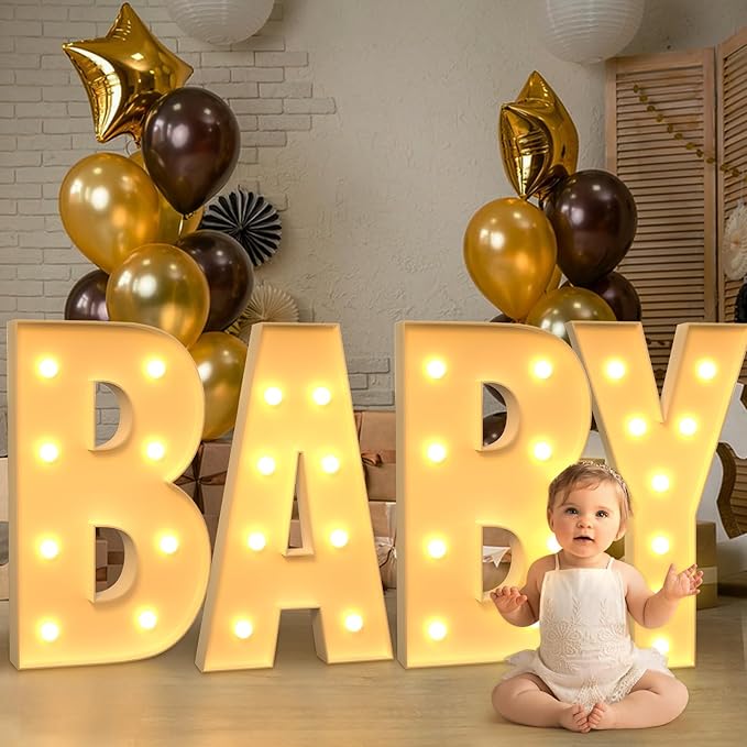 Decorations: 3 Ft Light Up Marquee Letter E in Foam with Light String