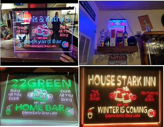 ADVPRO Personalized Your Name Custom Home Bar Beer Established Year Dual Color LED Neon Sign White & Purple 16 x 12 Inches st6s43-p1-tm-wp