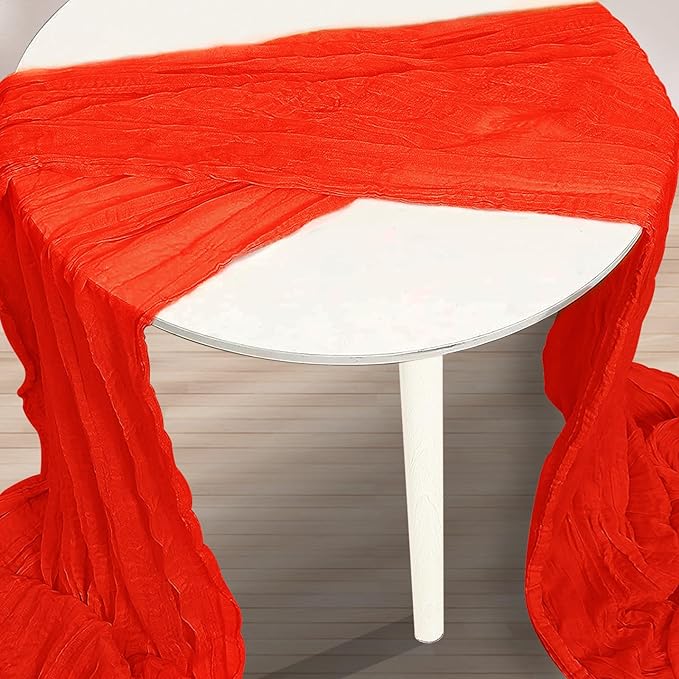 10 Pack Red Cheesecloth Table Runner 35x120 Inch 10Ft Rustic Gauze Cheese Cloth Table Runner Sheer Cheesecloth Table Runners for Wedding Party Bridal Shower Decoration