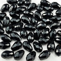 200pcs 3x5mm Teardrop Crystal Glass Beads for Jewelry Making, Faceted Vertical Hole Teardrop Glass Spacer Beads for Wind Chimes Bracelet Earring Necklace DIY Craft(Black)