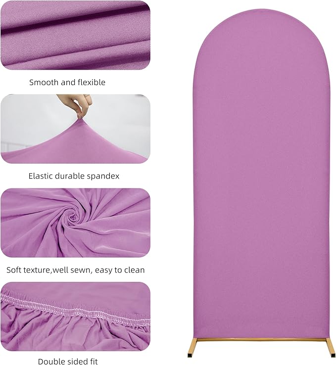 7.2FT Wedding Arch Covers Arch Backdrop Cover Arch Stand Covers Set Arch Cover Spandex Fabric Stretchy Backdrop for Wedding Birthday Party Decoration Baby Shower (Lilac)