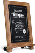 HBCY Creations Rustic Torched Wood Tabletop Chalkboard with Legs/Vintage Wedding Table Sign/Small Kitchen Countertop Memo Board/Antique Wooden Frame (9.5” x 14” Inches) (Torched Brown)
