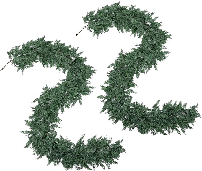 Garlands: 2 Pack Artificial Cedar, 9 Feet Long, Green Plastic