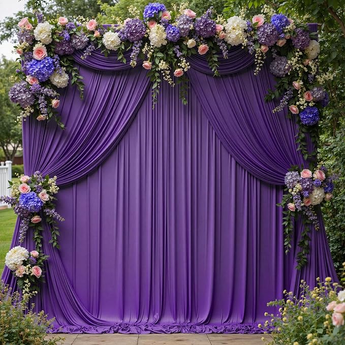 Backgrounds: Purple Wrinkle-Free Backdrop Curtain, 10 Panels, 5 ft x 10 ft