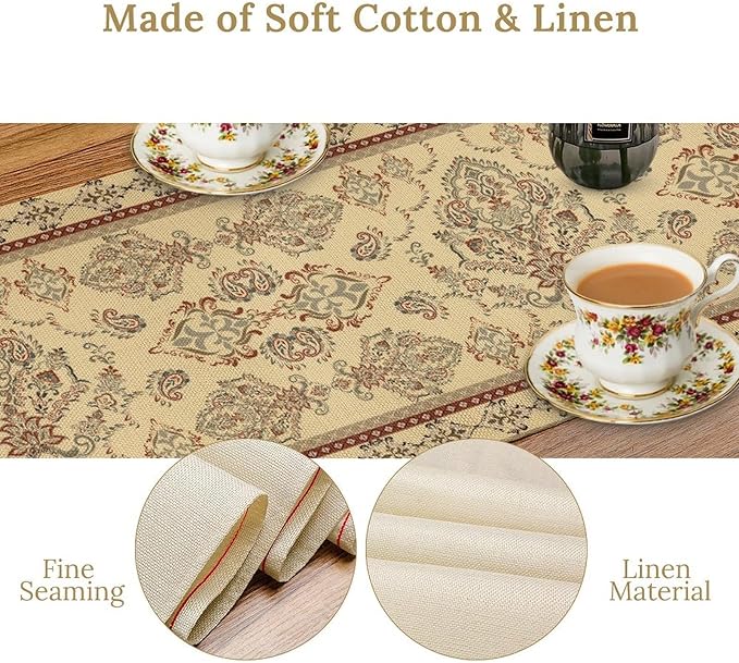 Vintage Farmhouse Flower Table Runner Boho Elegant Home Kitchen Table Dining Coffee Room Garden Party Wedding Decor 13x72in