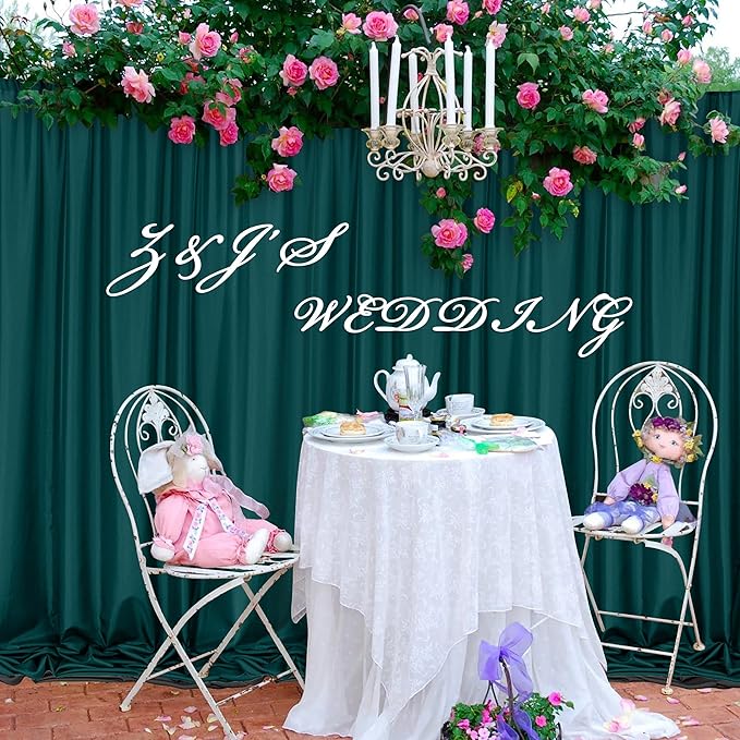 MEETSKY 10ft x 8ft Hunter Green Backdrop Curtains for Parties Wedding Curtain Rod Pocket Dark Green Photo Backdrop Sliding Drapes Backdrop Curtains for Photography, 5ft x 8ft, 2 Panels