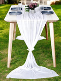 MDS 2 Pack 10ft Chiffon Table Runner 29 x 120 Inches Sheer Wedding Runner Romantic Rustic Table Runner for Wedding Decorations, Birthday Parties, Bridal Shower Party Arch Decor - White
