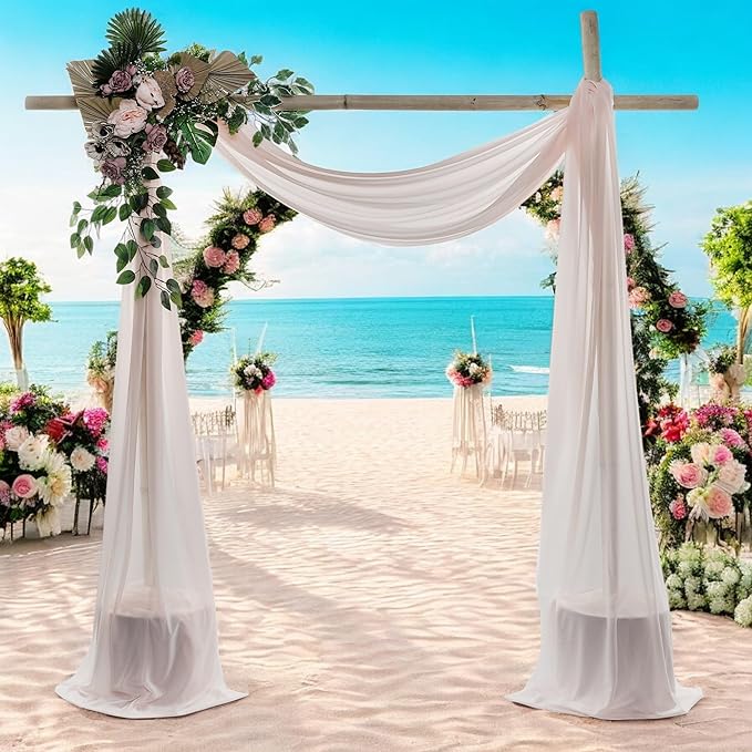 MDS Halloween Chiffon Draping Fabric - 1 Panel, 30" Wide x 40ft Long - Sheer Spooky Arbor & Canopy Drapery for Haunted House Backdrops, Party Ceilings, DIY Costumes & Themed Events - Nude