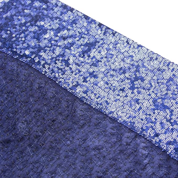 SquarePie Sequin Backdrop Not See Through Thick Stain Background for Photography Glitter Curtain Party 8FT x 8FT Navy Blue
