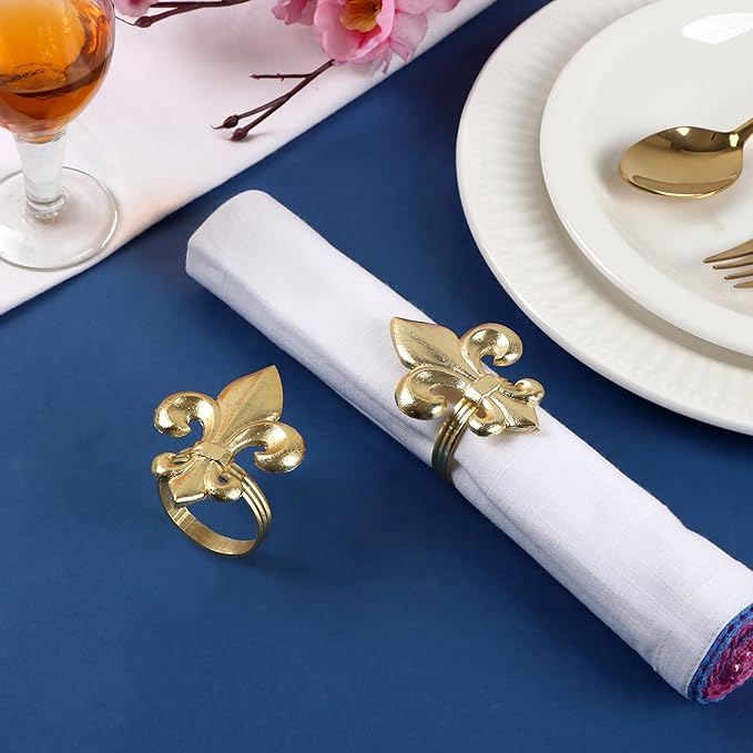 Napkin Rings Set of 12 in Brushed Gold Aluminum, Semicircle Shape