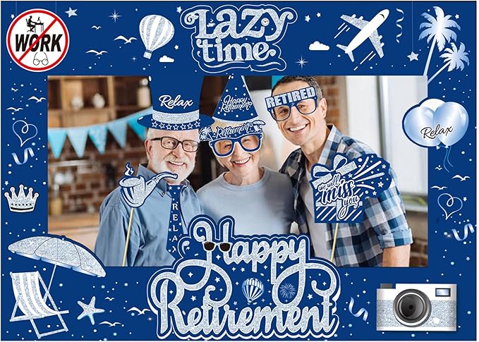 Photobooth Props Retirement Kit, 27 Paper Pieces with Large Frame