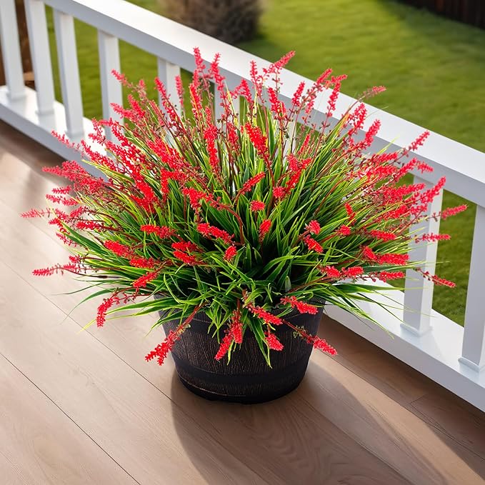 Artificial Greenery Plants, 12 Bundles 17-Inch Faux Grass Stems