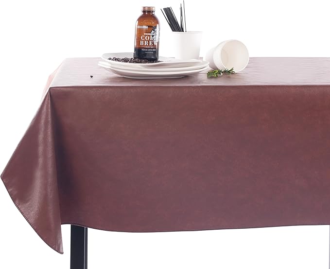 Tablecloth in Black Vinyl, 52 x 90 Inch Rectangle, Non-Slip Flannel Backing