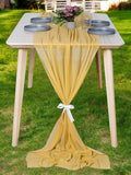 MDS 25 Pack 10ft Chiffon Table Runner 29 x 120 Inches Sheer Wedding Runner Romantic Rustic Table Runner for Wedding Decorations, Birthday Parties, Bridal Shower Party Arch Decor - Gold
