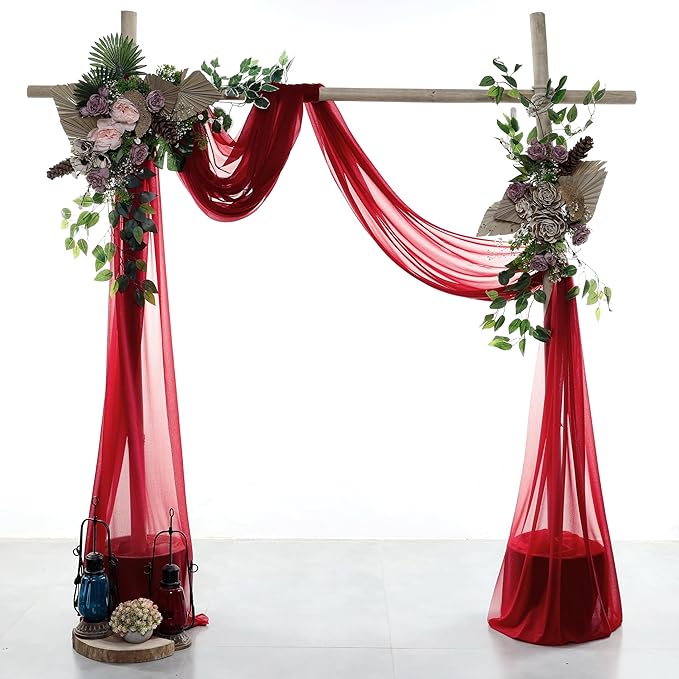 Drapery Panel, Apple Red Sheer Chiffon, 30 In x 50 Ft