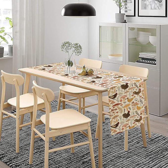 Mushroom Table Runner,Retro Natural Plant Famhouse Table Runner for Kitchen Dining Table Home Party Decoration 13x108 Inch