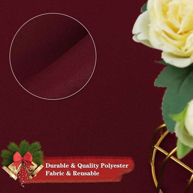Round Tablecloths 90 Inch Burgundy Polyester 6 Pack