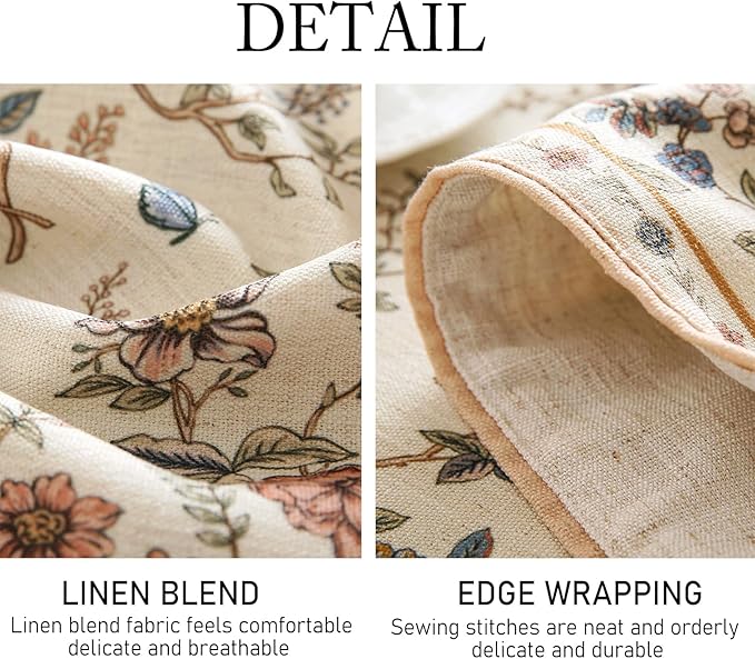 ISAENNE Designer Linen Table Runner 87 Inches Long,Elegant Floral Bird Pattern Table Runners for Dining Room,Farmhouse Rustic Kitchen Decor,Thanksgiving,Christmas,12"*87"-Cornucopia