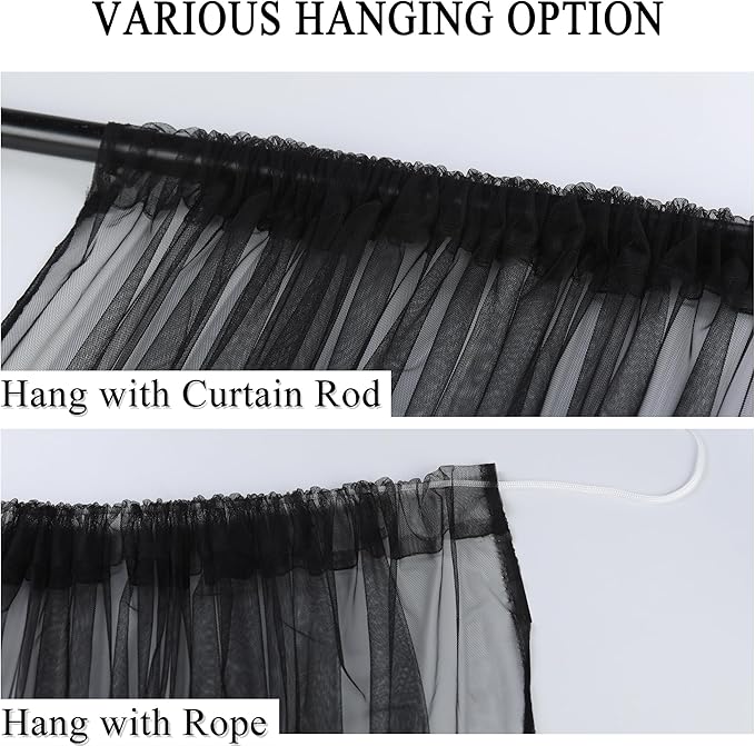 Outdoor Curtains: Black Mesh Backdrop Panels, 2-Pack, Waterproof