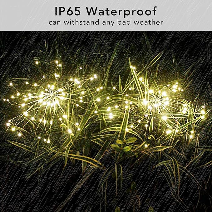 String Lights Solar Firework Lights 8 Pack, 200 LEDs, Warm White