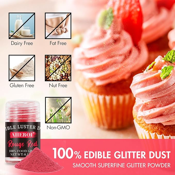 Dusting Powders Edible Glitter Set 15 Colors 4g Bottles