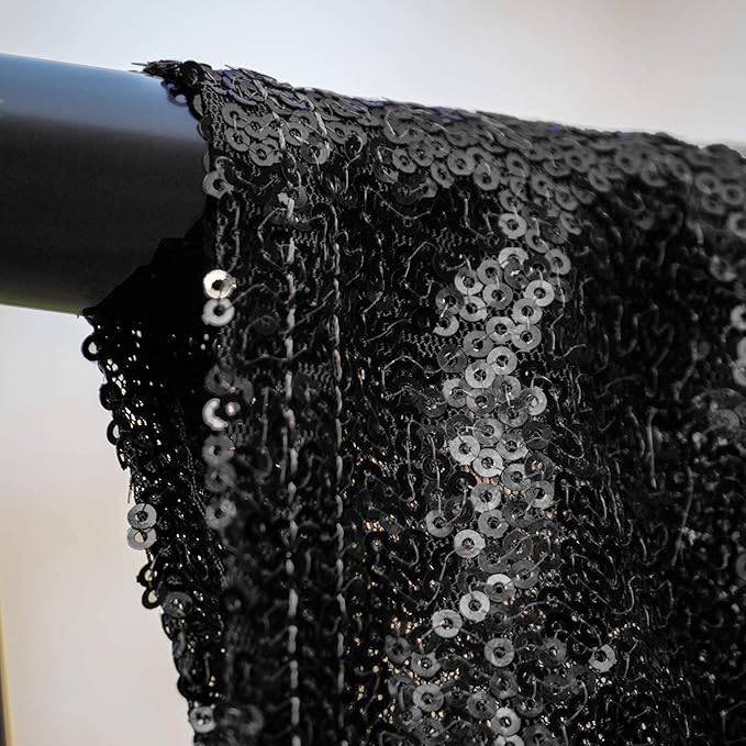 JYFLZQ Black Sequin Backdrop Curtains 4ft x 8ft 2 Panels Glitter Photo Booth Backdrops Sparkly Photography Background Drapes for Halloween Father's Day Graduation Birthday Parties