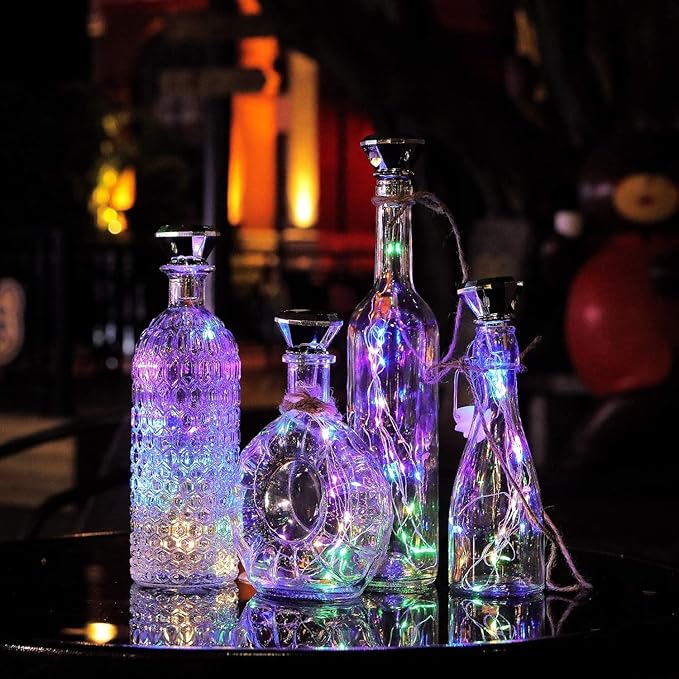 Upgraded 12 Pack Diamond Solar Wine Bottle Lights, 20 LEDs Waterproof Copper Light, Bottle Light Fairy Cork String Lights for Yard Patio Decor, DIY Birthday Gift for Mom Grandma Friend(MultiColor)