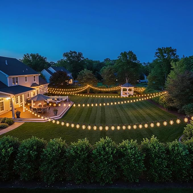 String Lights 300 Ft Black Outdoor LED Warm White, Dimmable