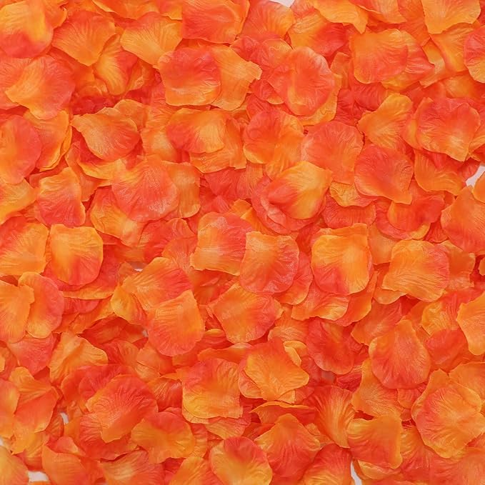 CODE FLORIST 1500 PCS Sunset Red Silk Flower Rose Petals for Fall Wedding Decorations (Separated,Scented)