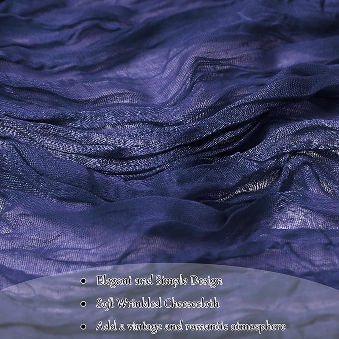 6-Pack Navy Blue Cheesecloth Table Runners – 10FT (35x120 Inch) Boho Rustic Gauze Fabric Cheese Cloth Table Runner for Weddings, Baby Showers, Bridal Shower, Farmhouse & Birthday Party Decor