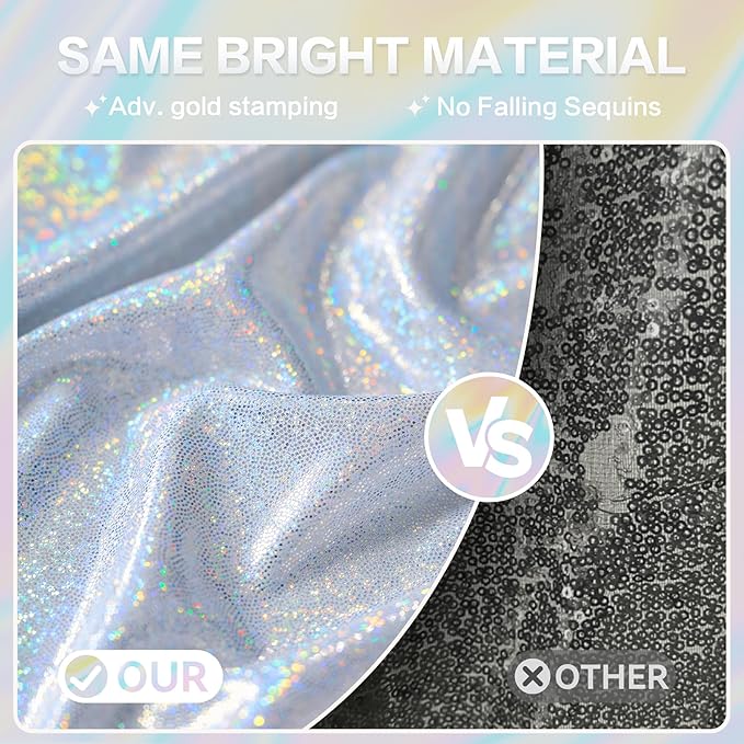 Backdrop Curtain, Laser Silver Sequin, 4 Panels 5x10 ft Each