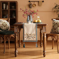 Patdrea Designer Farmhouse Geometric Patterned Linen Table – Beige