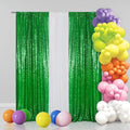Sequin Backdrop Curtains, 2x8 Ft-2 Panels Green Back Drop for Shimmer