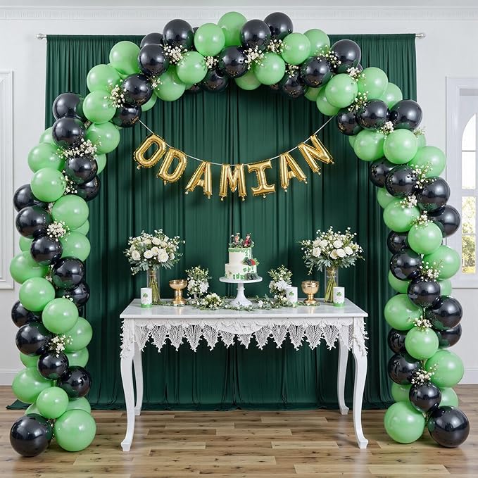 Backdrop Curtain Set – Hunter Green Polyester, 8 Panels, 5 ft x 10 ft Each