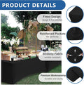 Table Cloths for 6 Foot Rectangle Tables- Fitted Stretch, 8 Pack – Black