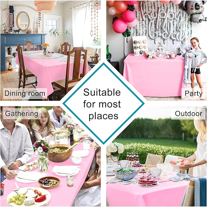 Hiasan Pink Tablecloth Rectangle - Waterproof Spillproof and Washable Oblong Table Cloth for Dining Room and Kitchen, 54 x 120 Inch