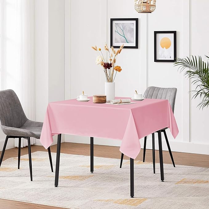 sancua Square Tablecloths 54x54 Inch - Pink Fabric Table Cloth for Square or Round Tables, Washable Polyester Table Cover for Dinner, Holiday Party, Decorative Display Tables