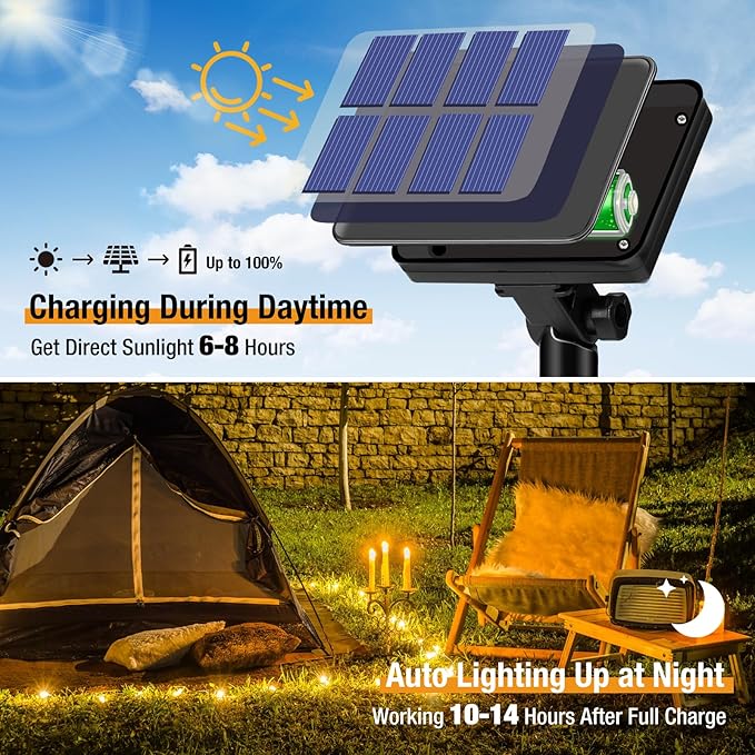 String Lights 6 Pack, Solar Warm White, 480 LEDs, 198 Ft Total