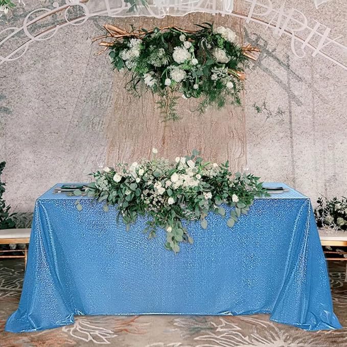 Fitable Sequin Tablecloth for Parties 60x120 Inch - Sparkle Glitter Table Cloth Laser Rectangle Overlay for Wedding Baby Shower Ceremony Birthday Holiday Banquet Decor, Blue