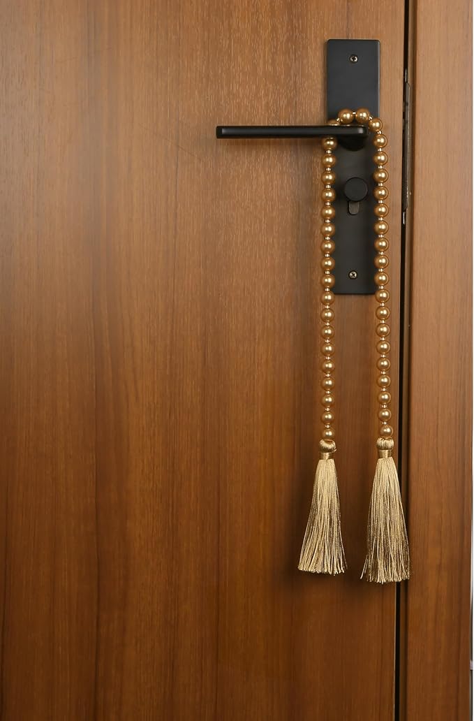 Tassel Garland, 34 Inch Glass Bead, Gold, 2 Pack