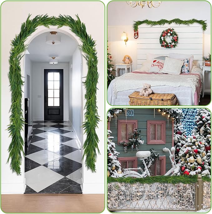 Garlands, 2 Pack Green Norfolk Pine Christmas, 6 Ft PE