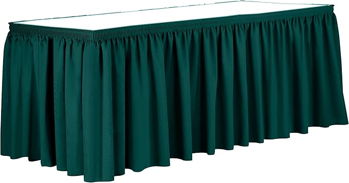Ultimate Textile Pleat Polyester Fabric Table Skirt - Machine Washable Flame Resistant with Clips for Events, Weddings & Trade Shows, Cut & Sewn in Paterson, NJ - Teal, 7' Shirred Pleat