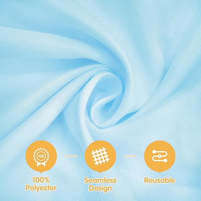 Tablecloths, 6 Pack Light Blue Polyester Rectangle Covers 90x132 Inch