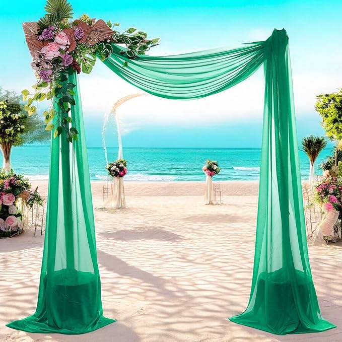 MDS Halloween Chiffon Draping Fabric - 1 Panel, 30" Wide x 75ft Long - Sheer Spooky Arbor & Canopy Drapery for Haunted House Backdrops, Party Ceilings, DIY Costumes & Themed Events - Emerald Green